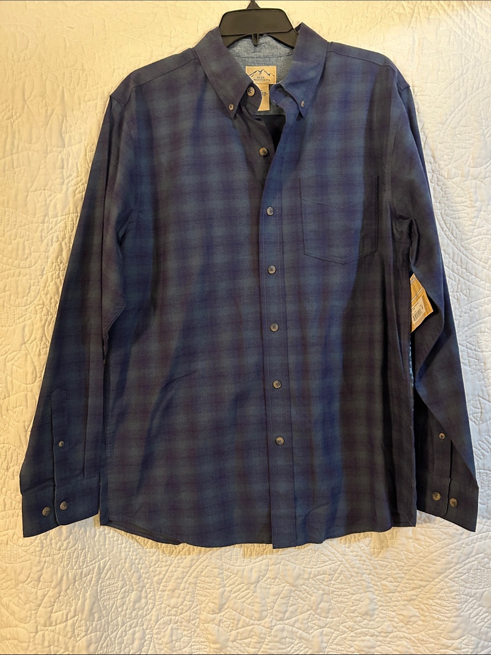 Men's Button-Down Plaid Shirt - Navy Blue Casual Shirt